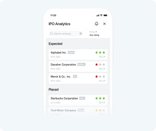 IPO rating and evaluation in the app
